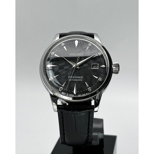 Custom Seiko Mod • Silver Diamond Black Sakura Presage • 40.5mm